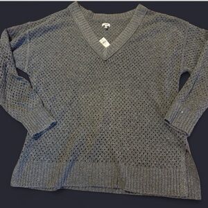 Gray V-Neck Women's Sweater